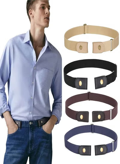 Without Buckle Elastic Belt for Men – Invisible Belt for Jeans & Pants (Adjustable Comfort Fit)